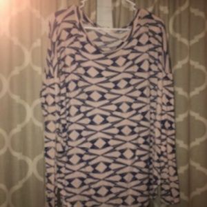 long sleeve pink and blue shirt